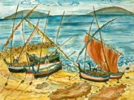 Spanish boats watercolour